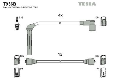 комплект запалителеи кабели TESLA T936B