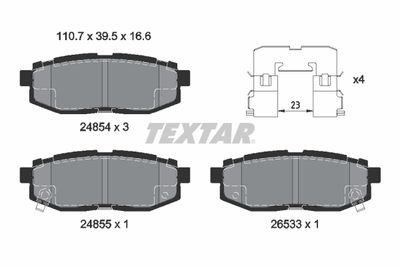 Комплект тормозных колодок, дисковый тормоз TEXTAR 2485401 для SUBARU TRIBECA