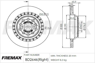 FREMAX BD-2646 Тормозные диски  для LEXUS LS (_F4_) 460 (USF40, USF41)