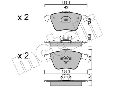 Комплект тормозных колодок, дисковый тормоз 22-0549-3