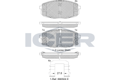 Комплект тормозных колодок, дисковый тормоз ICER 181540-208 для KIA SELTOS