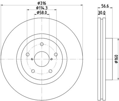 Тормозной диск HELLA 8DD 355 116-361 для SUBARU TRIBECA
