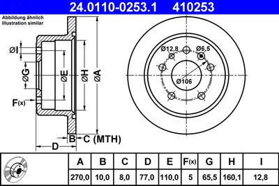 Тормозной диск ATE 24.0110-0253.1 для OPEL CALIBRA
