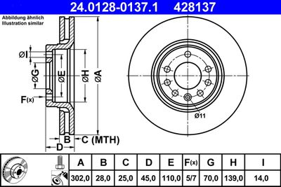Тормозной диск ATE 24.0128-0137.1 для CHEVROLET VECTRA
