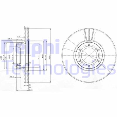 Тормозной диск DELPHI BG3553 для NISSAN INTERSTAR