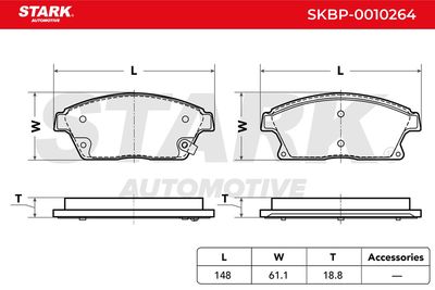 комплект спирачно феродо, дискови спирачки STARK SKBP-0010264
