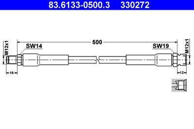 Тормозной шланг ATE 83.6133-0500.3 для MERCEDES-BENZ T2/L