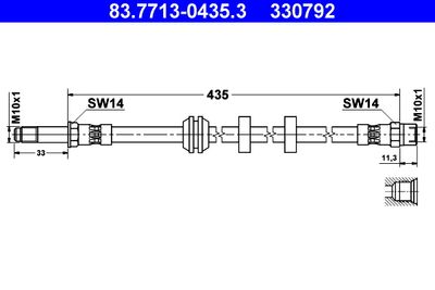 Тормозной шланг ATE 83.7713-0435.3 для VW VENTO