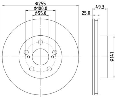 Тормозной диск HELLA 8DD 355 116-981 для LEXUS CT