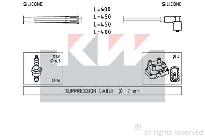 Комплект проводов зажигания KW 358 230 для NISSAN KUBISTAR