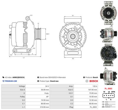 generátor ATTEX PRO A0802(BOSCH)