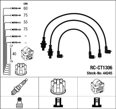 Комплект проводов зажигания NGK 44245 для CITROËN VISA