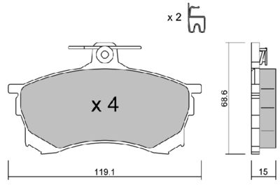 Комплект тормозных колодок, дисковый тормоз AISIN BPMI-1002 для MITSUBISHI CARISMA