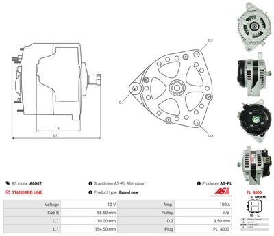 GENERATOR / ALTERNATOR AS-PL A6007 4
