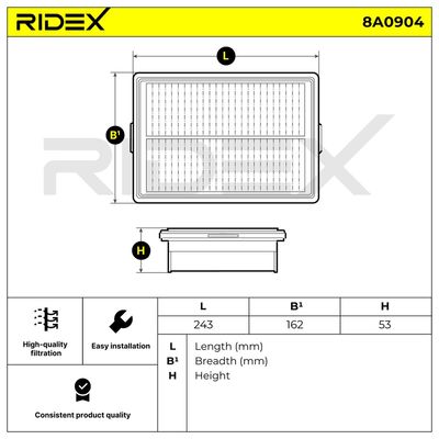 въздушен филтър RIDEX 8A0904