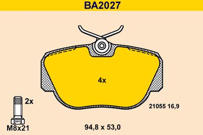 BA2027 BARUM Комплект тормозных колодок, дисковый тормоз