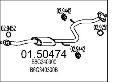 Средний глушитель выхлопных газов MTS 01.50474 для MAZDA MX-3