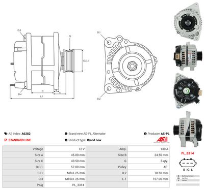 GENERATOR / ALTERNATOR AS-PL A6282 4
