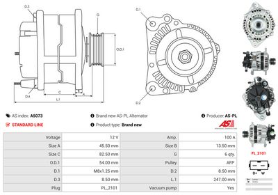GENERATOR / ALTERNATOR AS-PL A5073 4