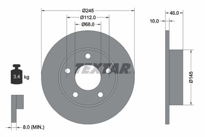 Тормозной диск TEXTAR 92037400 для AUDI 200