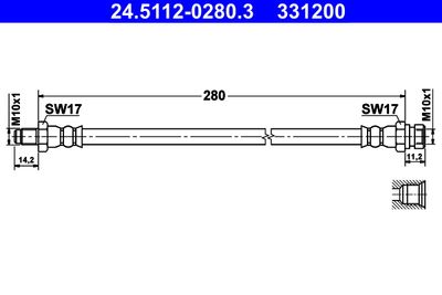 Тормозной шланг ATE 24.5112-0280.3 для CITROËN C-CROSSER