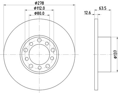 Тормозной диск HELLA 8DD 355 100-071 для MERCEDES-BENZ 123