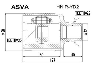 Шарнирный комплект, приводной вал ASVA HNIR-YD2 для ACURA MDX