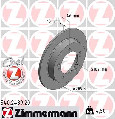 Тормозной диск ZIMMERMANN 540.2489.20 для SUZUKI X-90