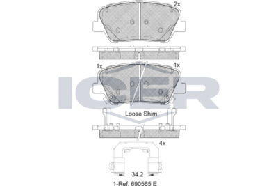 Комплект тормозных колодок, дисковый тормоз ICER 182147-203 для KIA SELTOS