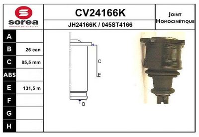 EAI CV24166K ШРУС  для MAZDA 929 (Мазда 929)