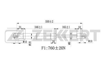 Газовая пружина, крышка багажник ZEKKERT GF-2300 для JEEP CHEROKEE