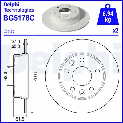 Bromsskiva DELPHI BG5178C