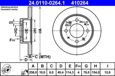 Тормозной диск ATE 24.0110-0264.1 для HYUNDAI LANTRA