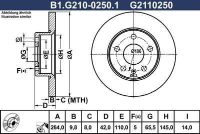 GALFER B1.G210-0250.1 Тормозные диски  для CHEVROLET  (Шевроле Вива)