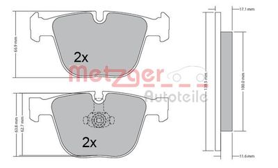 Комплект тормозных колодок, дисковый тормоз METZGER 1170356 для BENTLEY AZURE