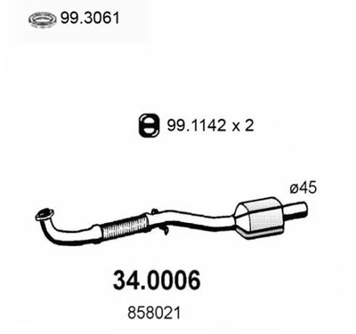 ASSO 34.0006 Катализатор для OPEL CORSA B (S93) 1.5 TD (F08, F68, M68)