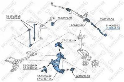 накрайник на напречна кормилна щанга STELLOX 51-00651-SX