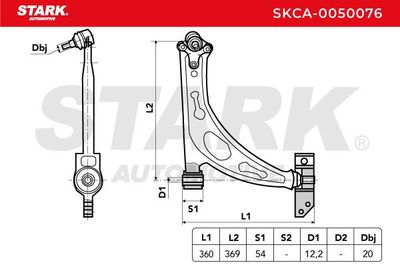 носач, окачване на колелата STARK SKCA-0050076