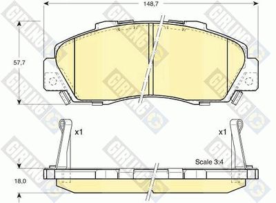 Комплект тормозных колодок, дисковый тормоз GIRLING 6131779 для ACURA NSX