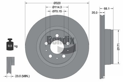 спирачен диск BENDIX Braking BDS2267HC