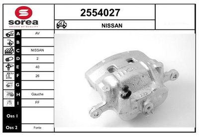 EAI 2554027 Тормозной суппорт для NISSAN MAXIMA / MAXIMA QX IV (A32)