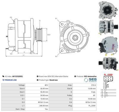GENERATOR / ALTERNATOR AS-PL A01223SEG 4