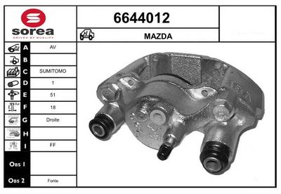 STARTCAR 6644012 Тормозной суппорт  для MAZDA 323 III Hatchback (BF) 1.3
