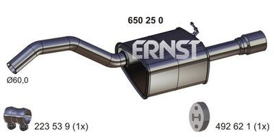 Глушитель выхлопных газов конечный ERNST 650250 для VOLVO XC70