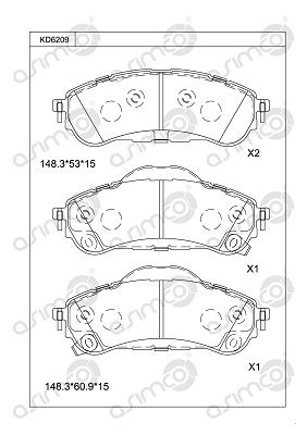 ASIMCO KD6209 Тормозные колодки и сигнализаторы  для LAND ROVER RANGE ROVER EVOQUE (L538) 2.0 D