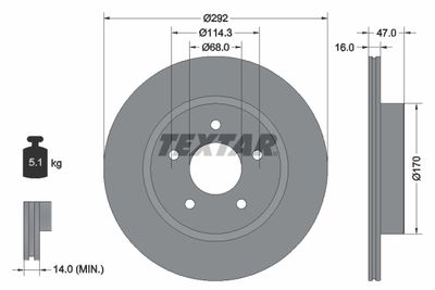 Тормозной диск TEXTAR 92278103 для NISSAN X-TRAIL