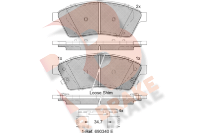 Комплект тормозных колодок, дисковый тормоз R BRAKE RB2143 для CADILLAC SRX