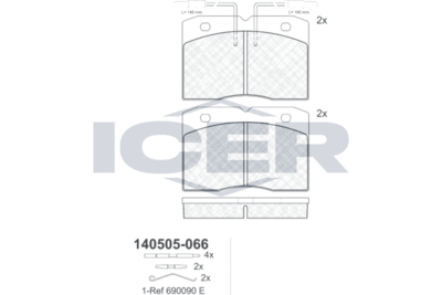 Комплект тормозных колодок, дисковый тормоз ICER 140505-066 для RENAULT MASTER