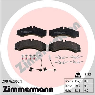 Комплект тормозных колодок, дисковый тормоз ZIMMERMANN 29076.200.1 для MERCEDES-BENZ VARIO
