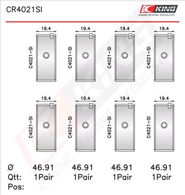 Kiertokangen laakeri KING CR4021SI0.25